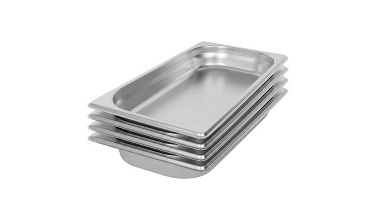 Argon Tableware Steel Gastronorm Containers 1/3 - 1.5L - Set of 4