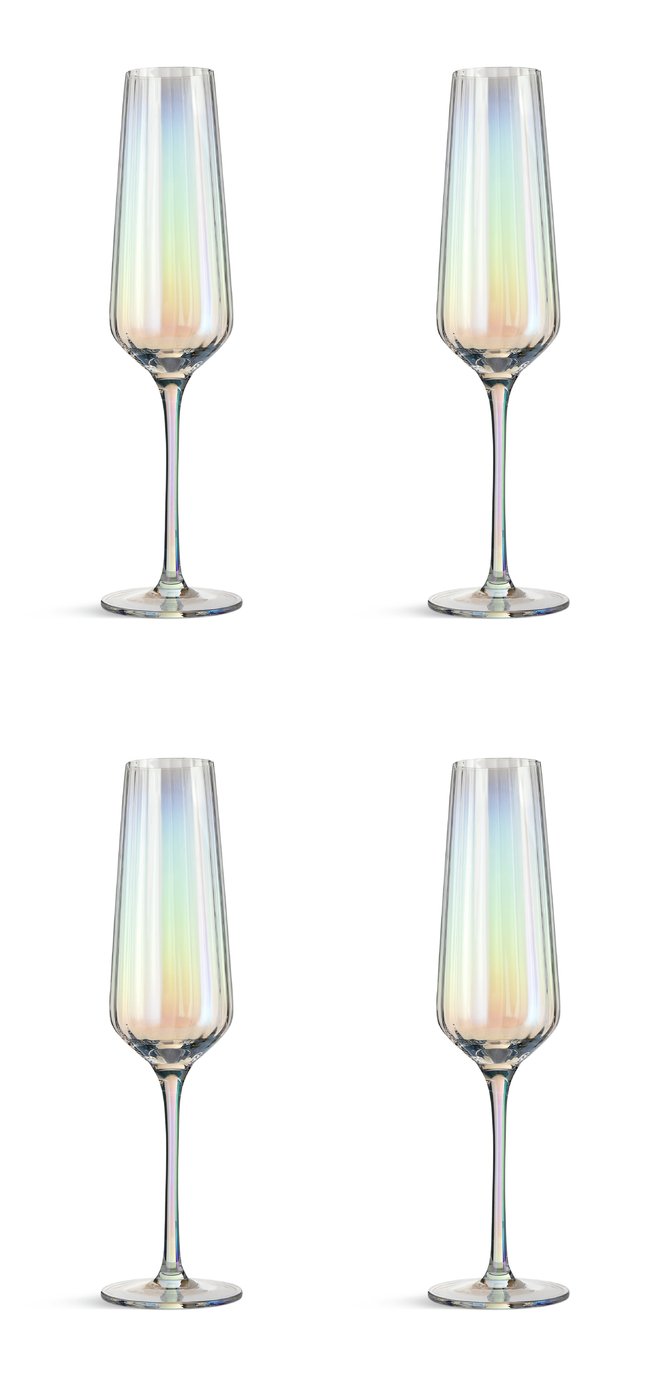 Habitat Iridescent Lustre Set of 4 Champagne Flute