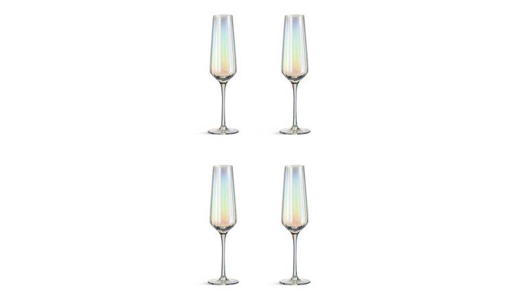 Lunette Iridescent Champagne Glass Flutes, Set of 4 + Reviews