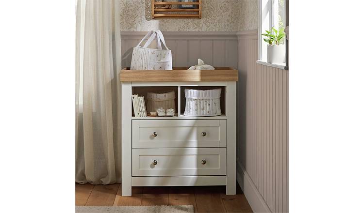 CuddleCo Burford Kids Dresser Changer – White & Oak