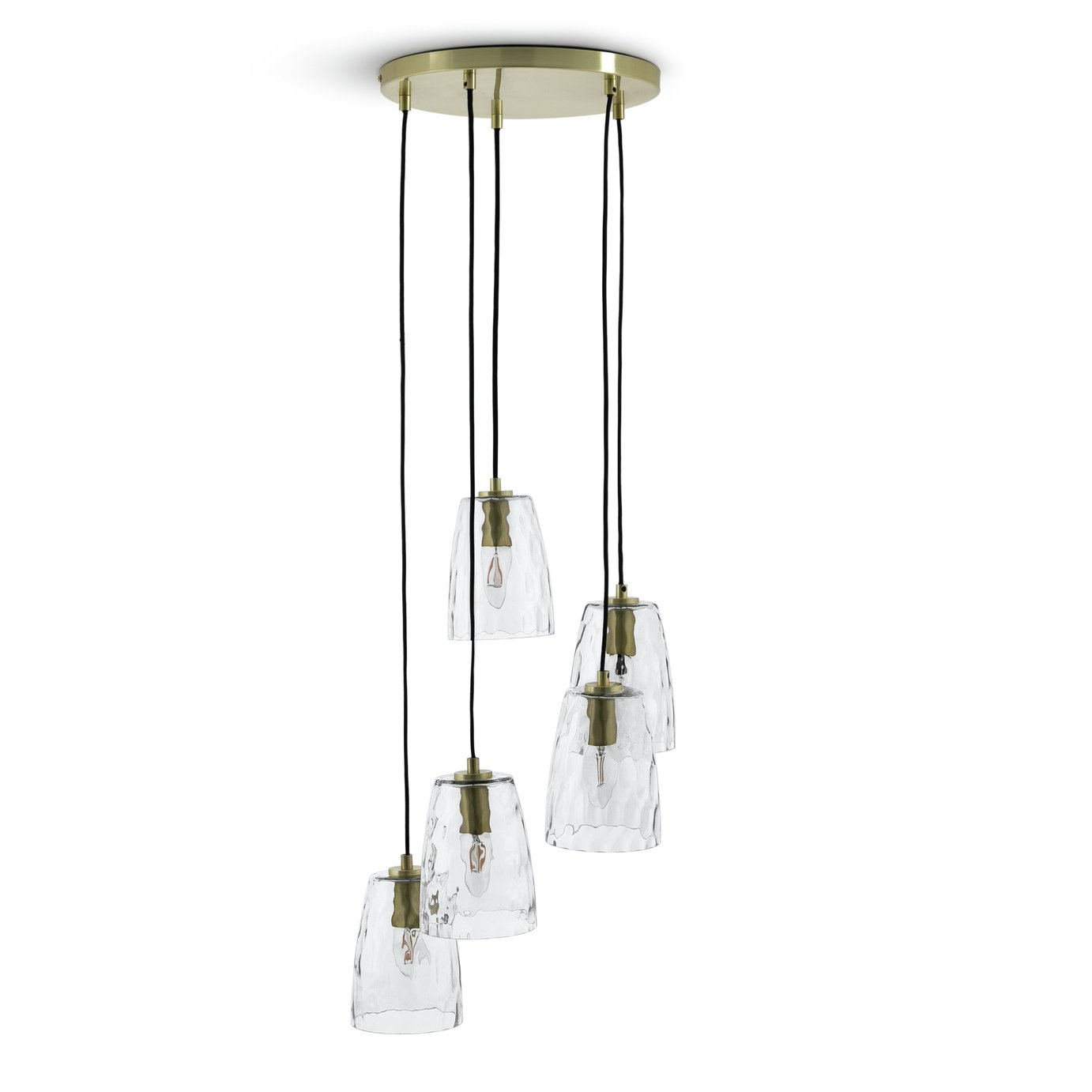 Habitat Webb 5 Light Cluster Pendant - Glass & Brass