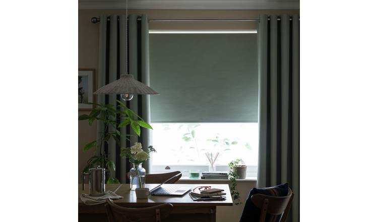 Argos Home Blackout Sage Green Roller Blind - 120cm