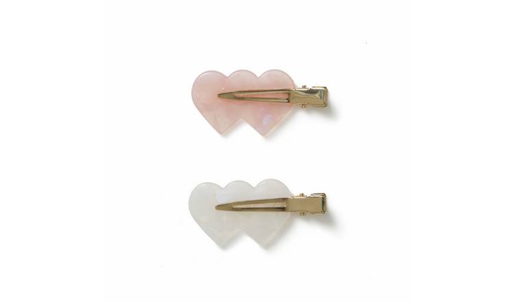 Freedom Resin Double Hearts Hair Clips - Pack of 2