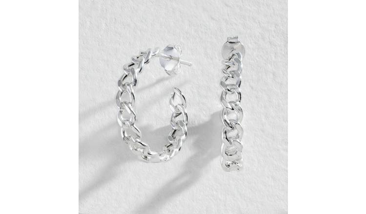 Buy Revere Sterling Silver Curb Hoop Earrings | Womens earrings | Argos