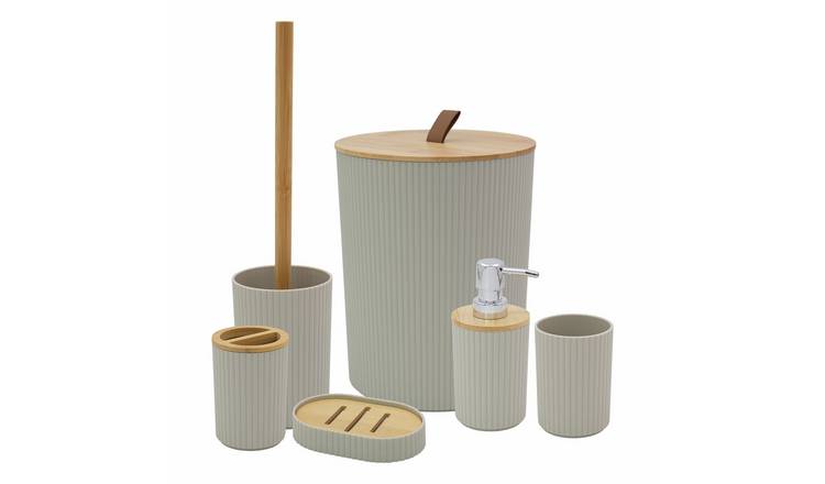 Anika 6-Piece Bathroom Accessory Set - Stone