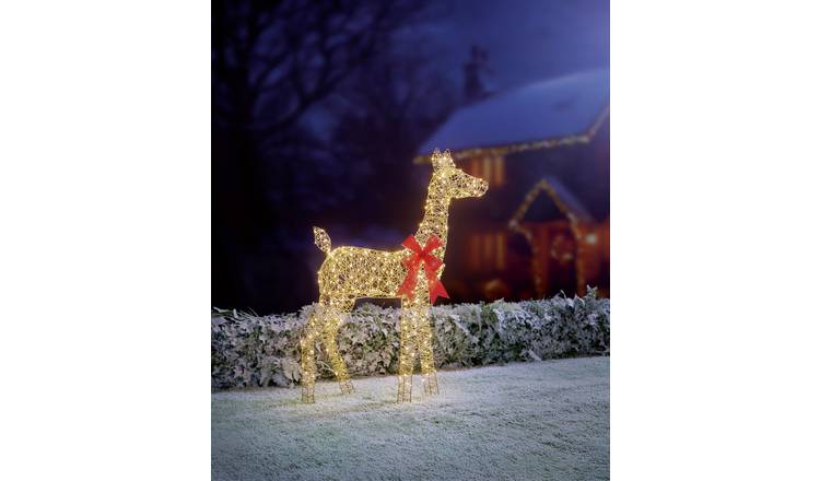 Premier Decorations 1.1m Prelit Christmas Twist Tall Standing Doe Decoration