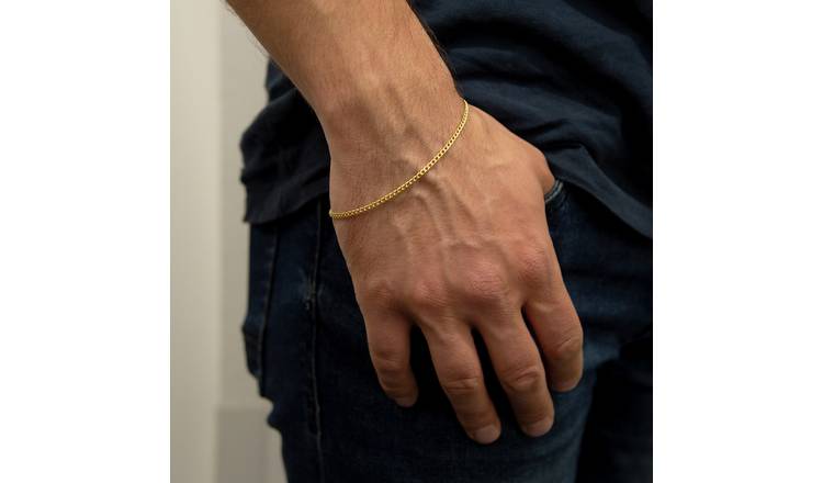 Revere 9ct Gold Classic Hollow Curb Chain Bracelet