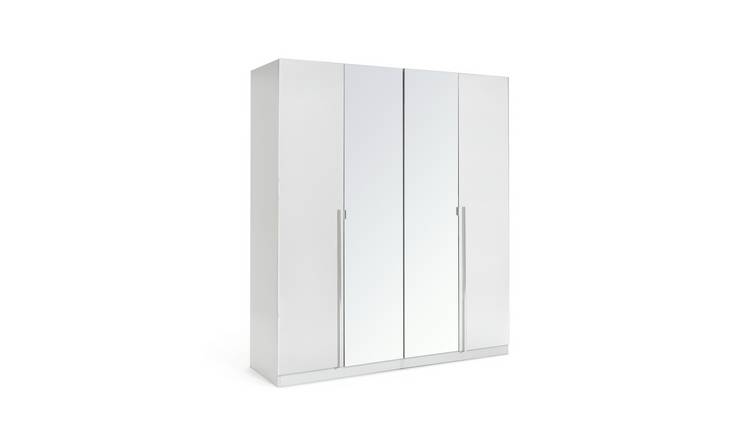 Habitat Munich 4 Door 2 Mirror Wardrobe - White