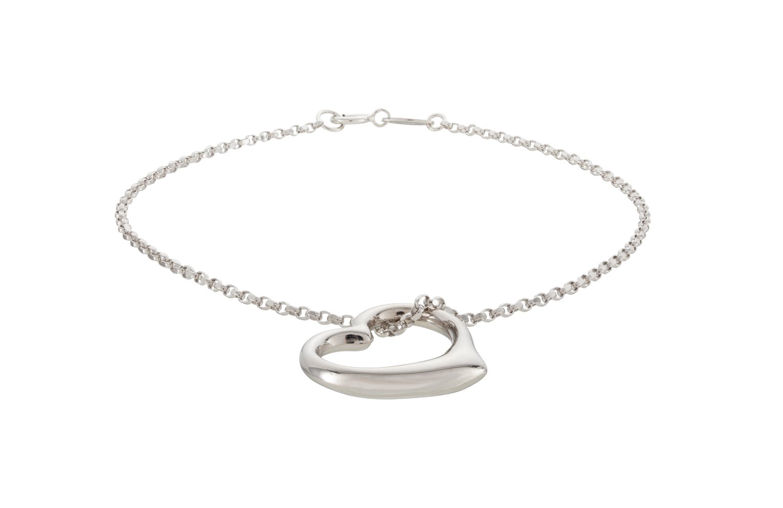 Revere 9ct White Gold Floating Heart Bracelet