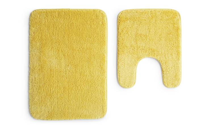 Argos Home Tufted Bath & Pedestal Mat Set - Mustard