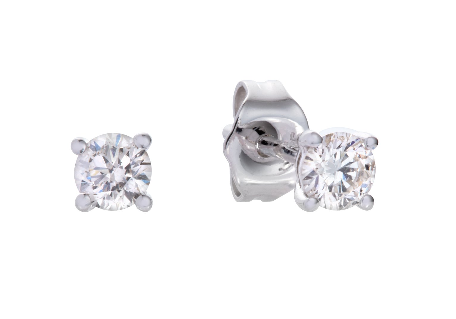 Revere 9ct White Gold 0.25ct Diamond Solitaire Stud Earrings