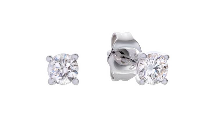 Revere 9ct White Gold 0.25ct Diamond Solitaire Stud Earrings