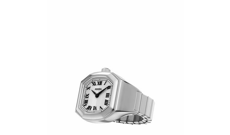 Fossil Ladies Two Hand Octagonal Silver Tone Stainless Steel Harlow Watch Ring