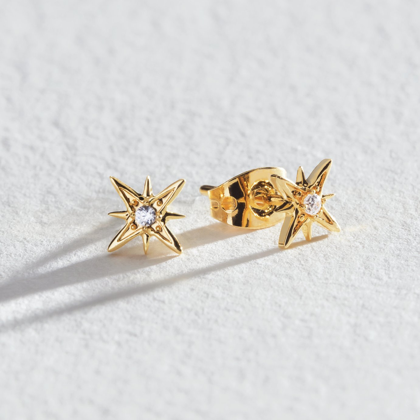 Revere Gold Plated Cubic Zirconia Celestial Stud Earrings