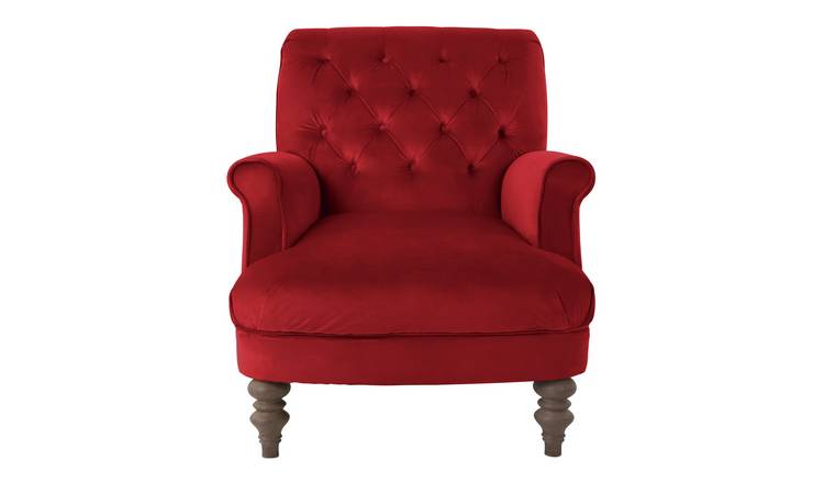 Habitat Valerie Velvet Accent Chair - Red