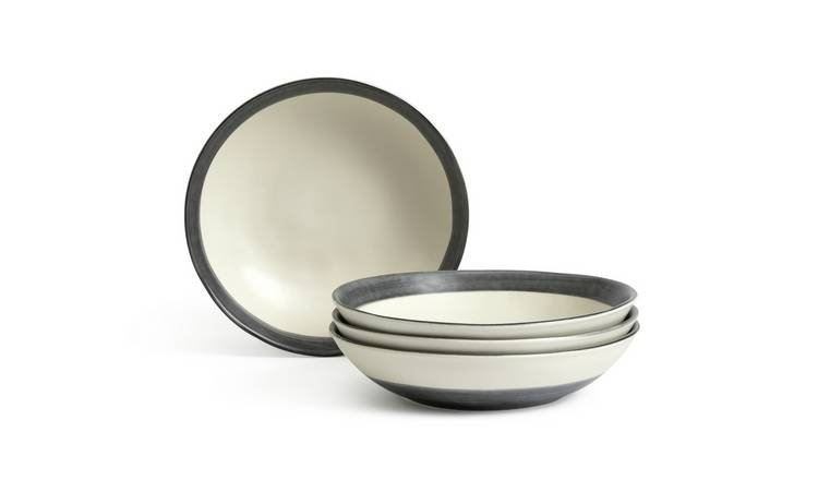 Buy Habitat Stripe 4 Piece Stoneware Pasta Bowl - Blue | Bowls | Habitat