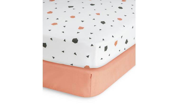 Habitat Kids Cotton Geo Shapes Pack of 2 Fitted Sheet - Cot