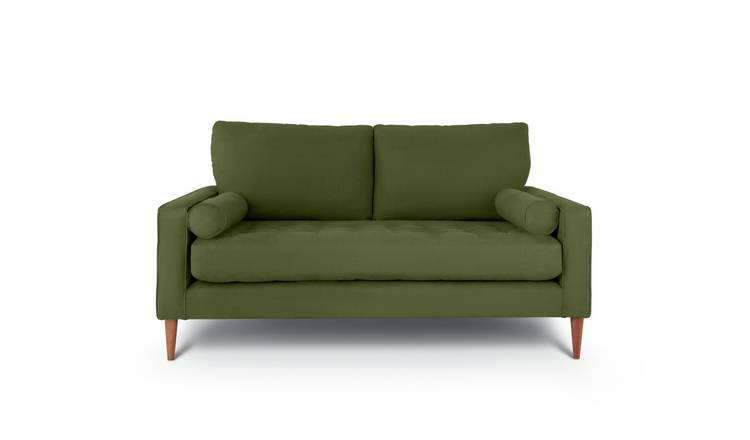 Habitat Hudson 3 Seater Velvet Sofa - Olive