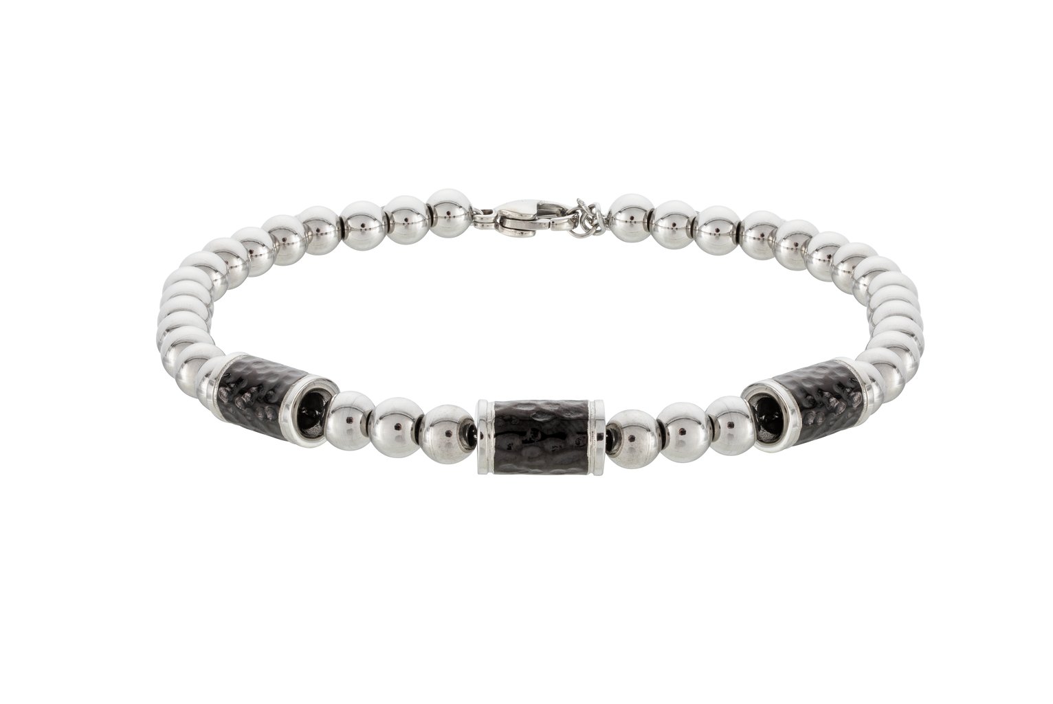 Revere Men's Stainless Steel Two Tone Beaded Bracelet