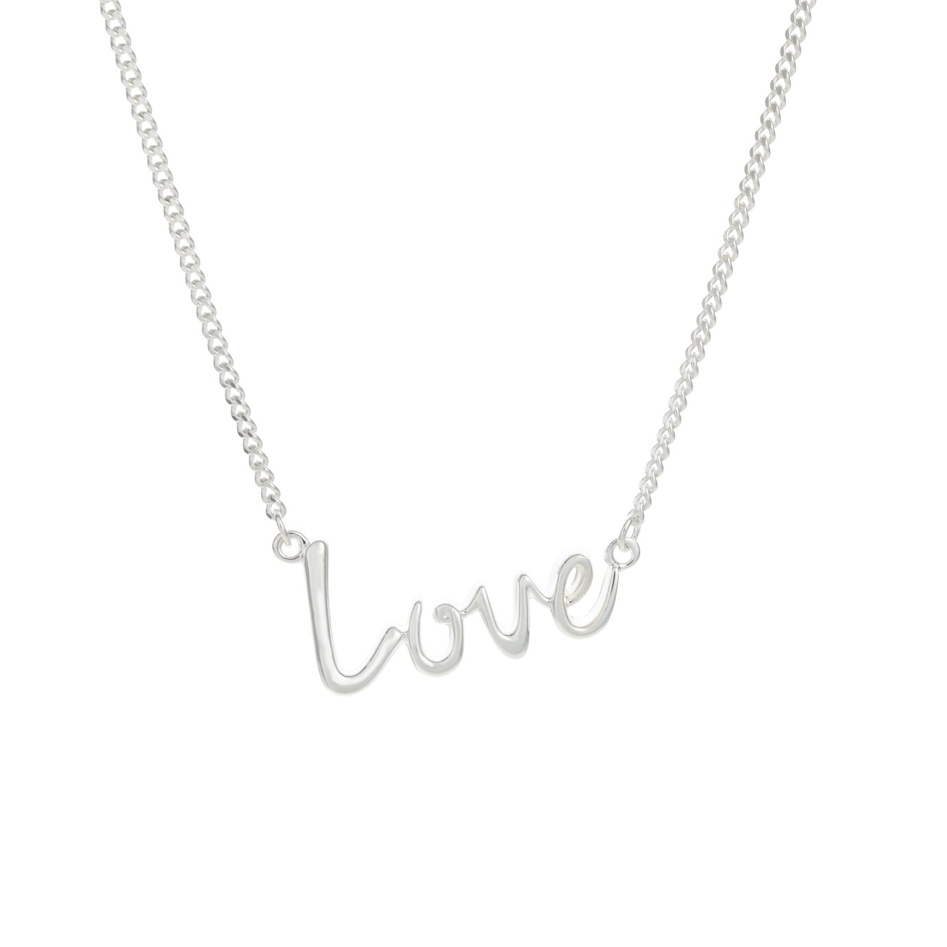 Moon & Back Sterling Silver 'Love' Pendant Necklace