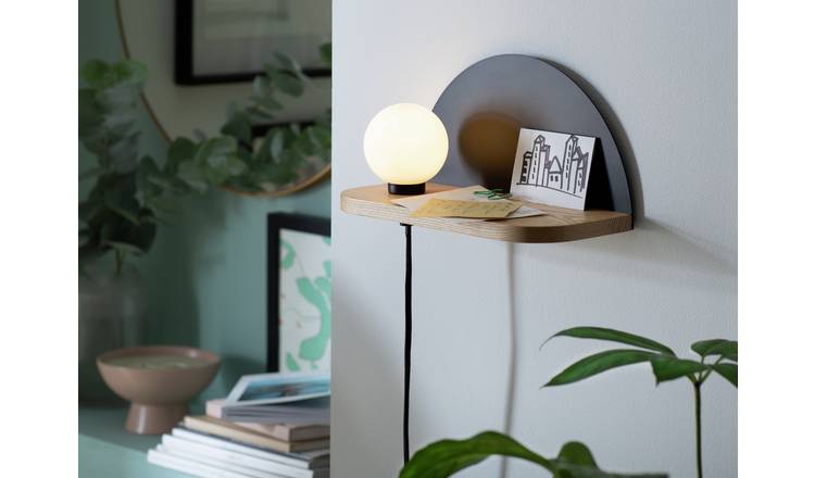 Habitat Serpens Shelf Wall Lamp - Opal & Ash