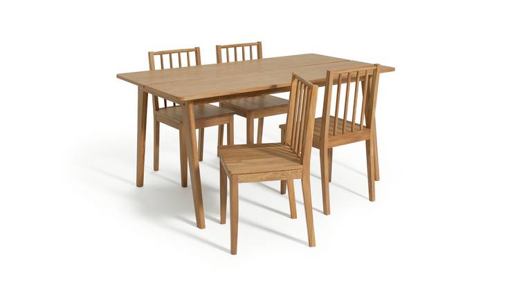 Habitat Nel Wood Dining Table & 4 Oak Chairs