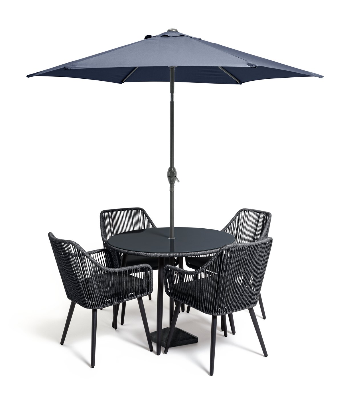 Habitat Malta 4 Seater Rattan Effect Patio Set - Black