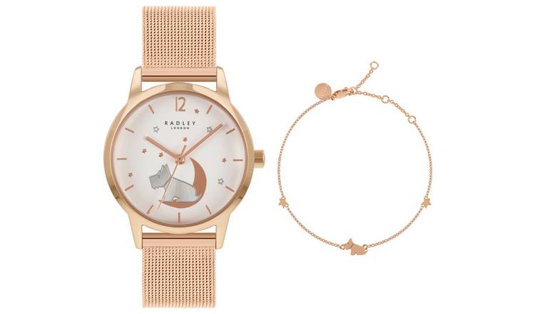 Buy Radley Dog In Moon Rose Gold Mesh Strap Watch Bracelet Set Womens watches Argos