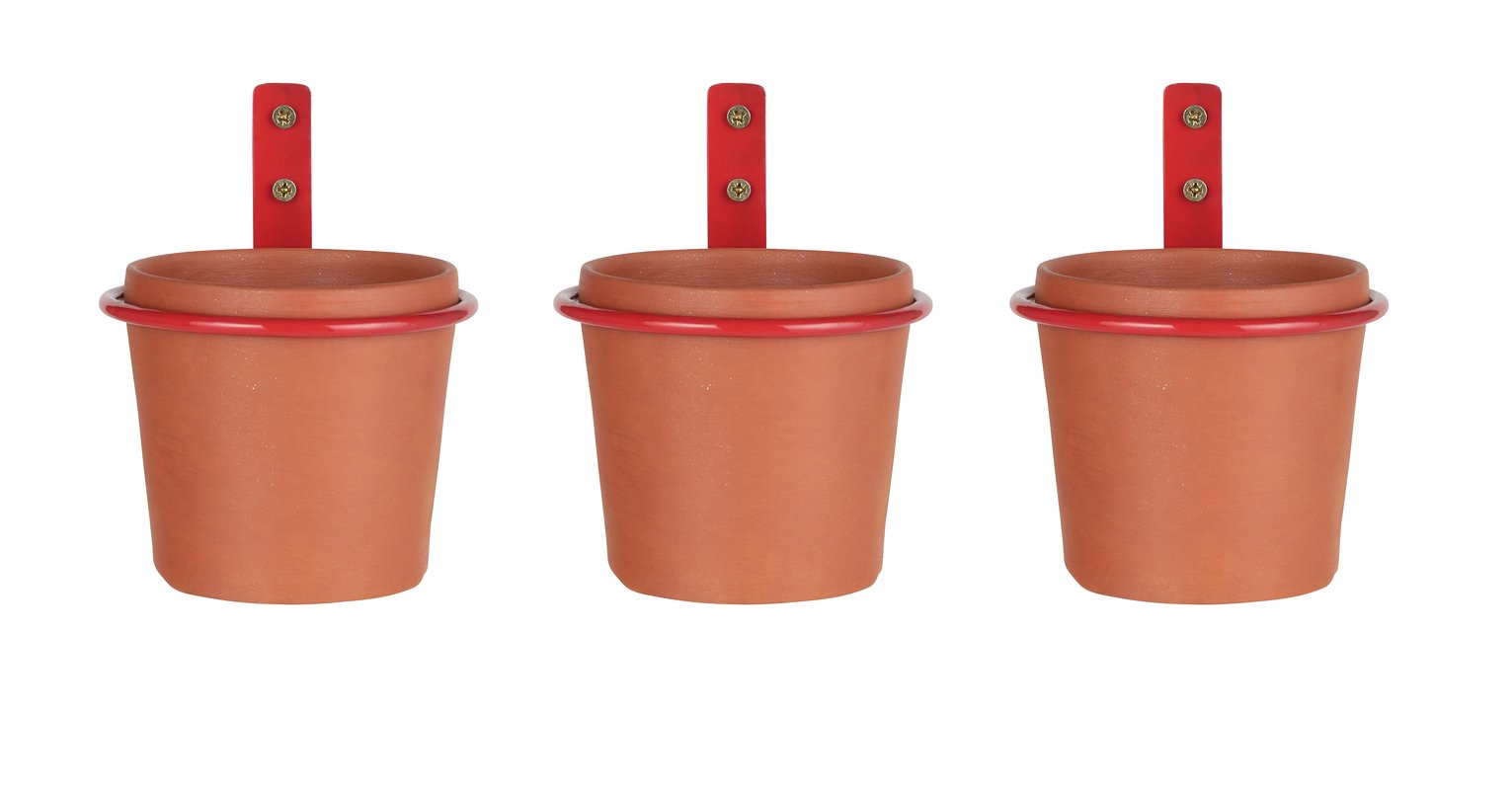 Garden by Sainsbury's Wall Pot Planter with Bracket-Set of 3