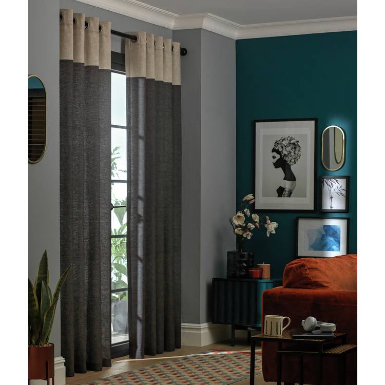 Habitat Plain Header Eyelet Curtains - Charcoal 0