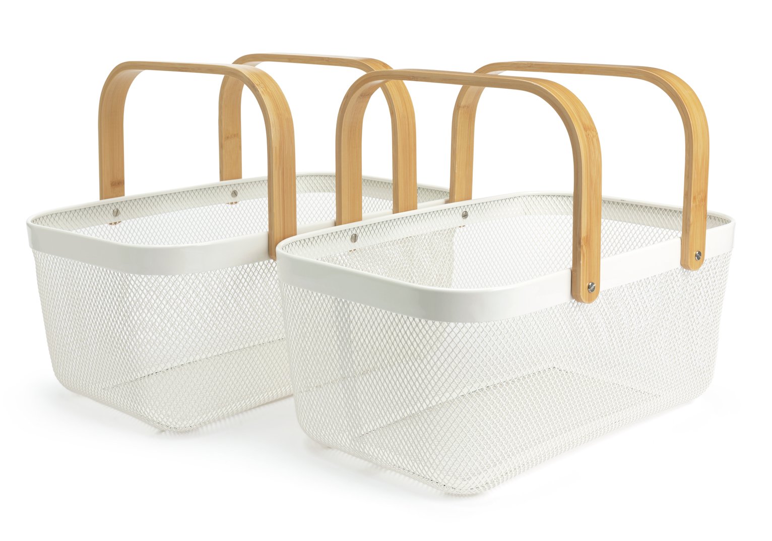 Habitat Large Pack of 2 Mesh Storage Basket - White