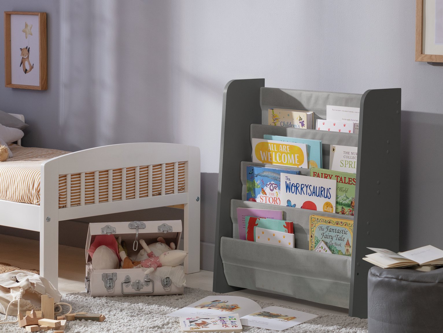 Argos Home Kids Short Book Tidy - Grey