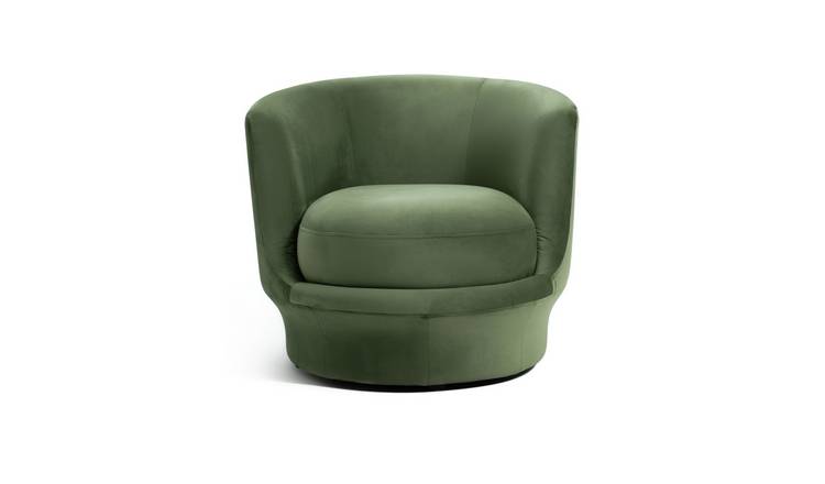 Habitat Ronda Velvet Chair - Olive Green
