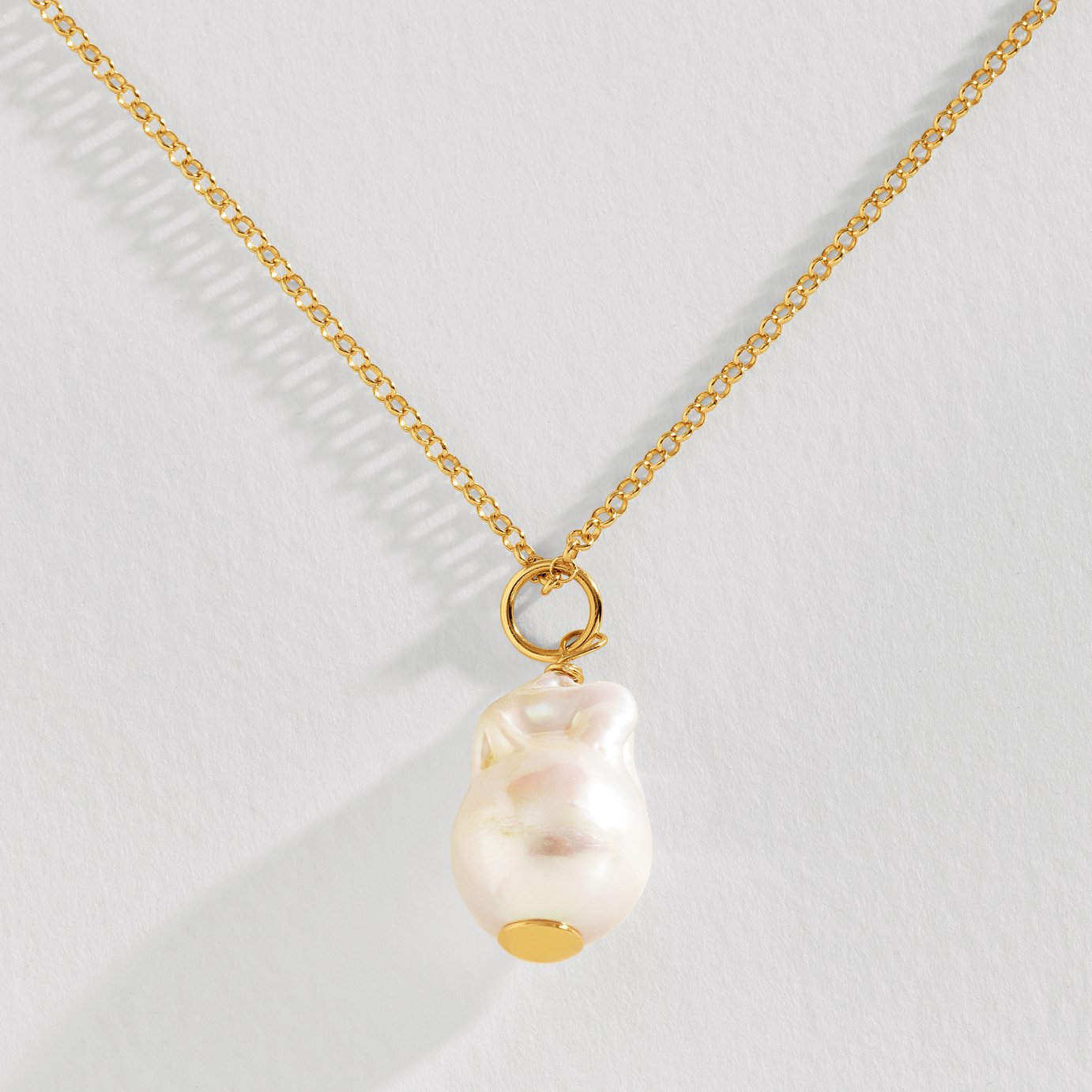 Revere Gold Plated Sterling Silver Baroque Pearl Necklace