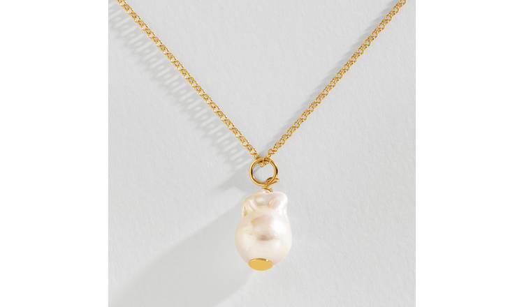 gold plated pearl necklace