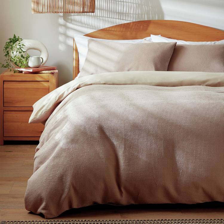 Habitat Cotton Waffle Plain Neutral Bedding Set - Kingsize 0