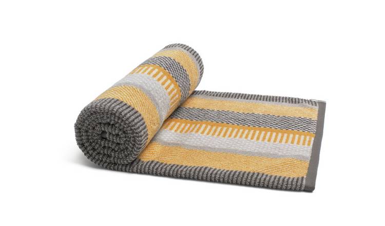 Buy Habitat Horizontal Stripe Tufted Bath Towel Mustard Argos