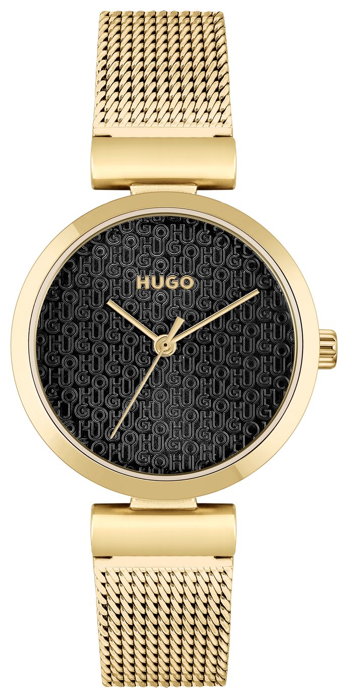 HUGO Ladies Sweet Light Yellow Gold Mesh Strap Watch 