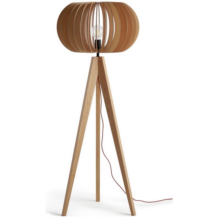 Habitat Achille Ash Wooden Tripod Floor Lamp - Oak 0