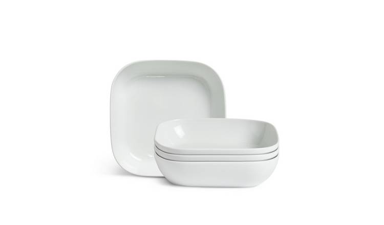 Buy Habitat Riko Square 4 piece Pasta Bowls White Bowls Argos