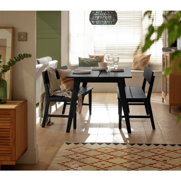 Habitat Nel Wood Veneer Dining Bench - Black 0