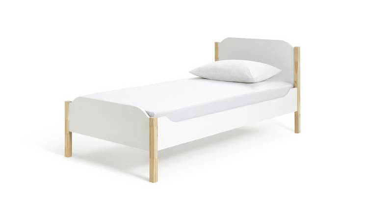 Habitat Nico Single Bed Frame With Mattress - White & Pine