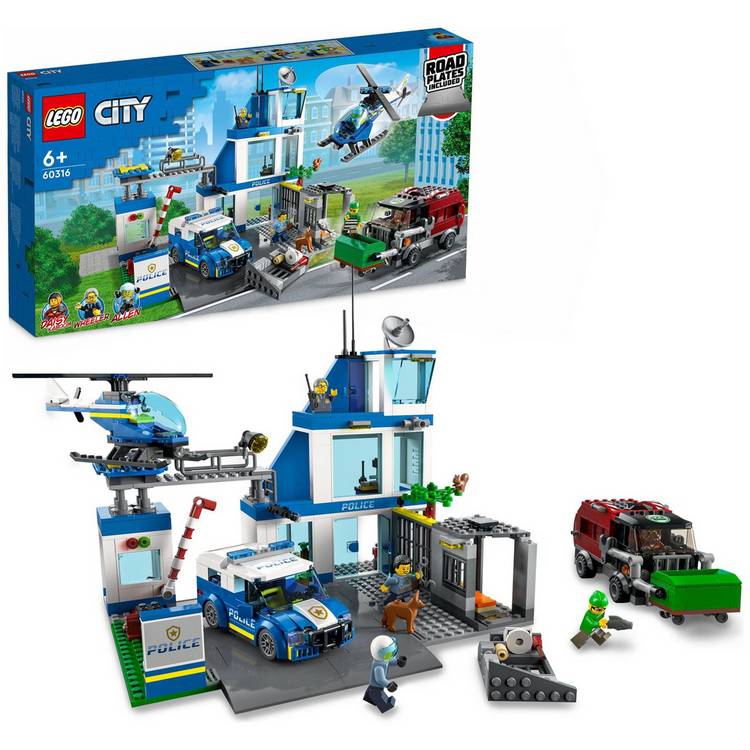 LEGO City Police Station Bin Lorry & Helicopter Toy 60316 0