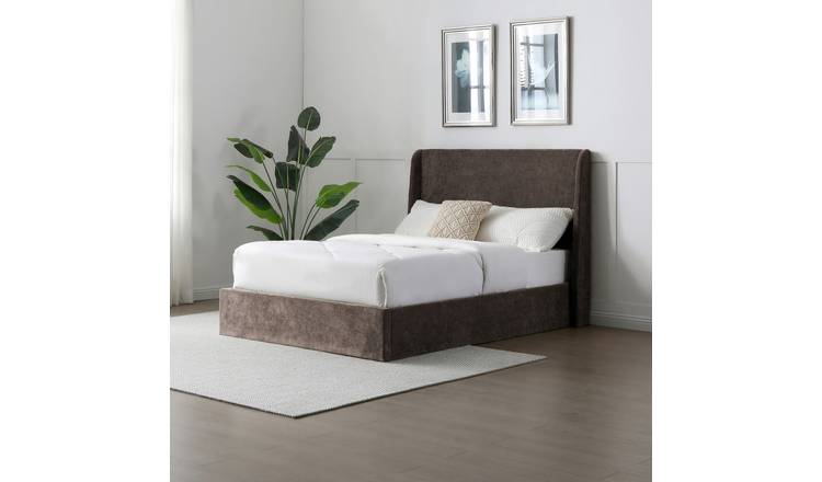 Kyoto Darcy King Size Fabric Side and End Lift Ottoman Bed Frame - Mocha