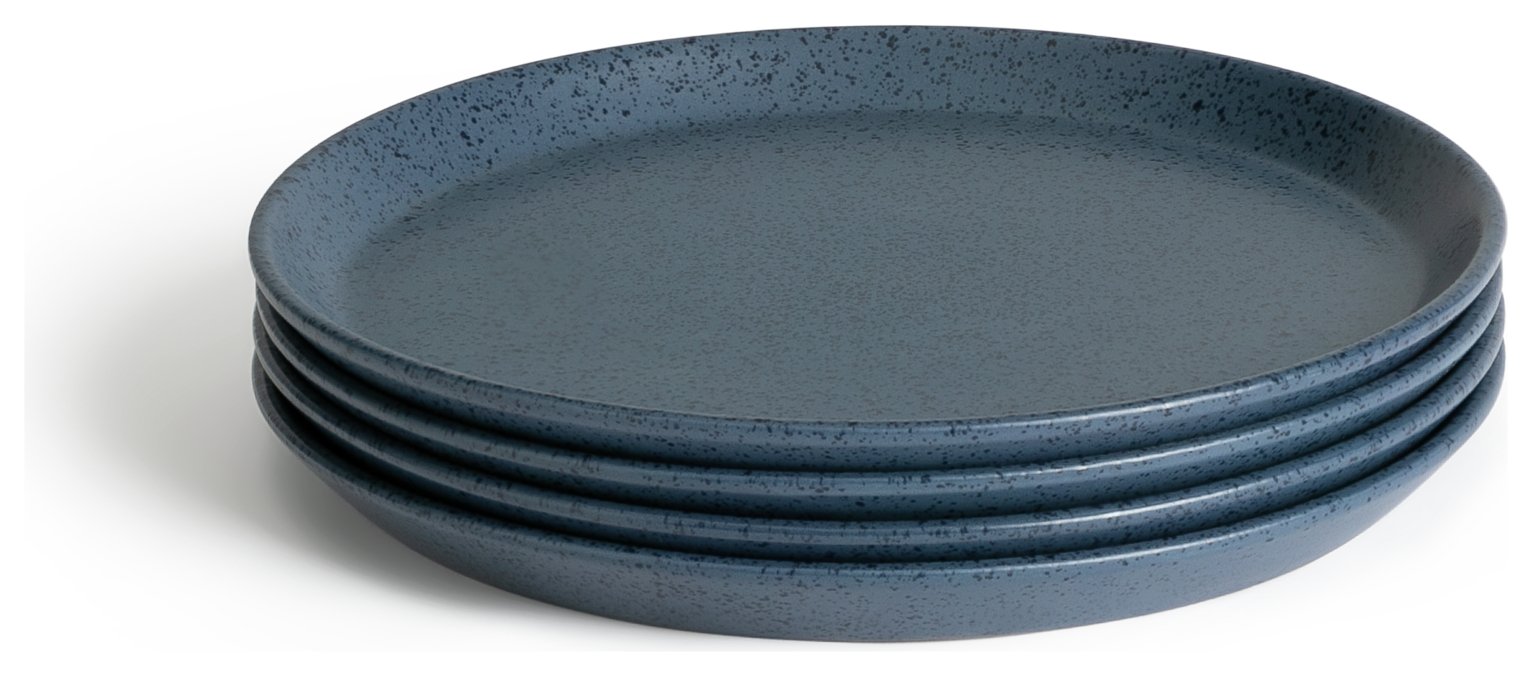 Habitat Addison 4 Piece Stoneware Dinner Plate - Blue 