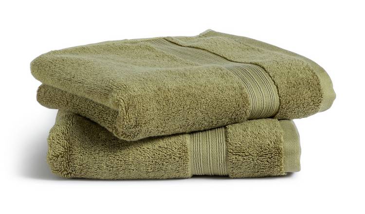 Buy Habitat Egyptian Cotton 2 Pack Hand Towel - Olive | Towels | Habitat