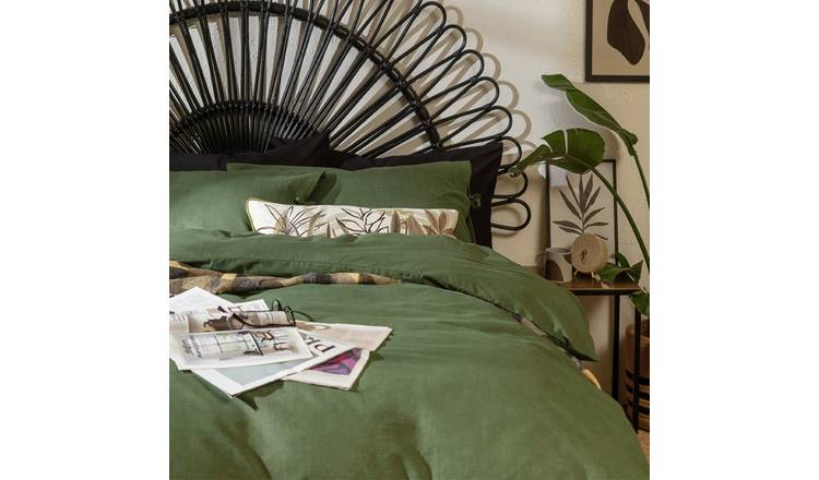 Buy Dark Green Cotton Rich Plain Duvet Cover and Pillowcase Set from the  Next UK online shop