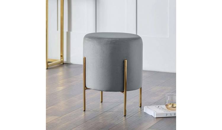 Julian Bowen Harrogate Velvet Footstool - Grey