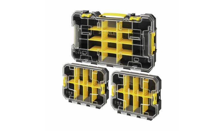 Stanley Fatmax PRO-STACK Shallow Plastic Organisers - Pack of 3
