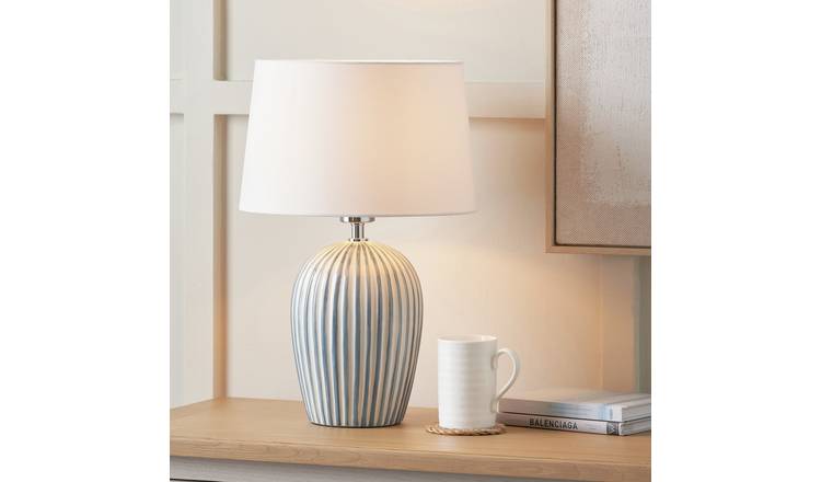 Pacific Cannes Ceramic Stripe Table Lamp - Blue